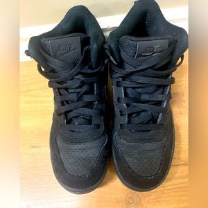 All black youth 5.5 Nike court borough mid basketball shoes